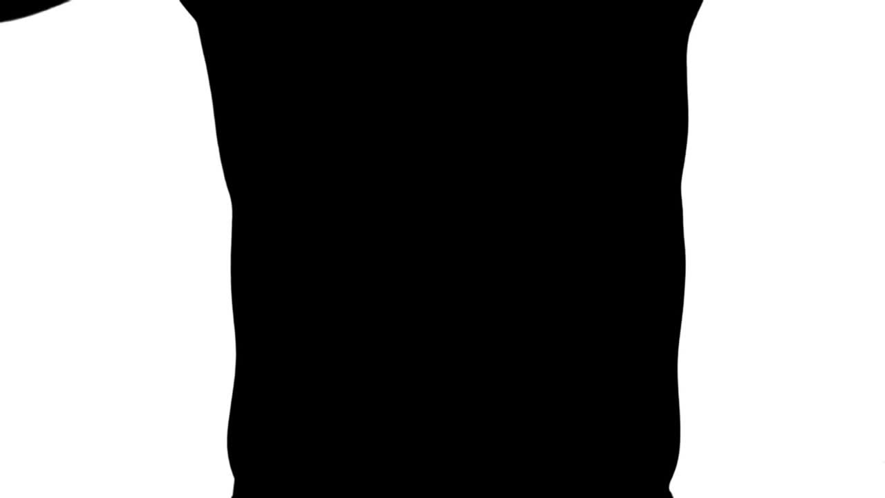 animación de texto de lucha en blanco y negro sobre silueta de boxeador sobre fondo blanco.