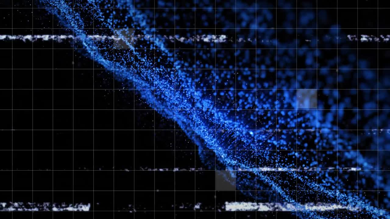 어두운 화면에서 글리치와 글리터의 애니메이션