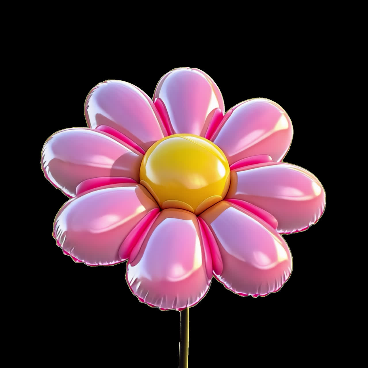Pink balloon flower art animation isolated asset, transparent 4K video, alpha channel, ProRes 4444