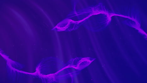 animación de ondas digitales que se mueven contra un fondo púrpura texturizado con espacio de copia