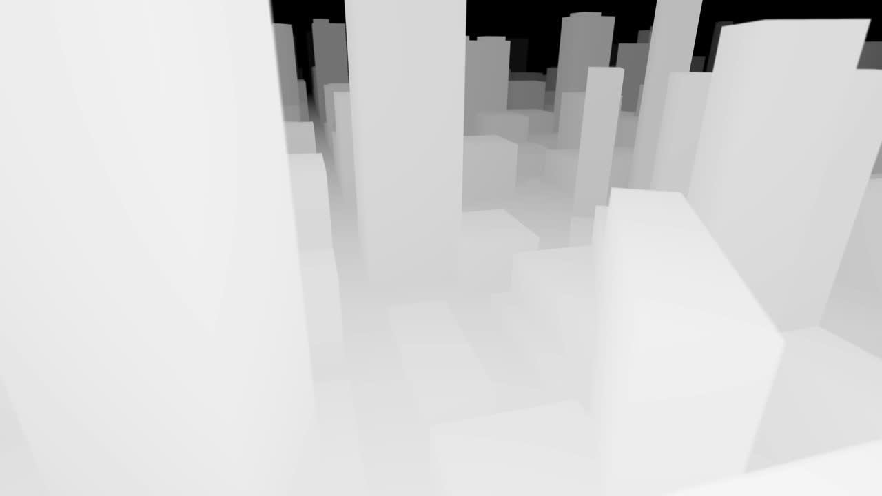 mapa de la ciudad en 3d en blanco y negro volando a través