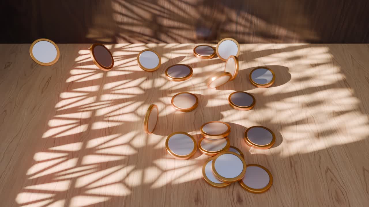 나무 바탕 에 놓인 금 동전