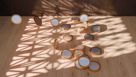 monedas de oro sobre fondo de madera