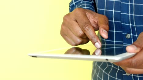 Man using a tablet device