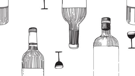 dibujo lineal bosquejado botellas de vino fondo de desplazamiento