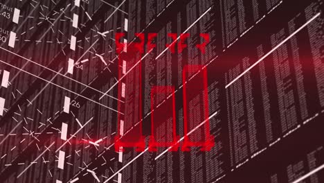 animación del gráfico financiero sobre el procesamiento de datos en fondo oscuro