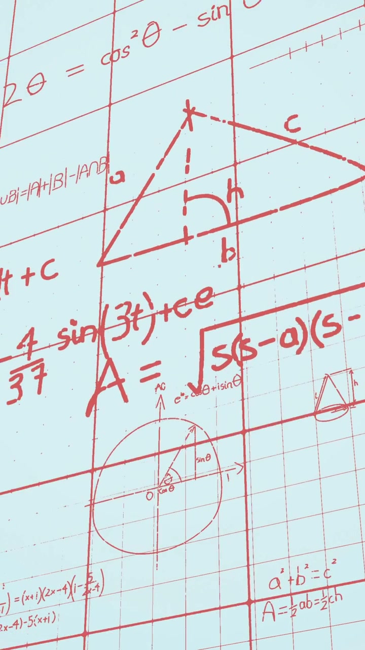 Animazione di equazioni matematiche su sfondo blu