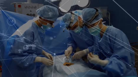 Animation-of-network-of-connections-over-surgeons-in-operating-theatre