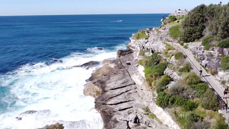 drone aerial view of sydney´s coastal walk