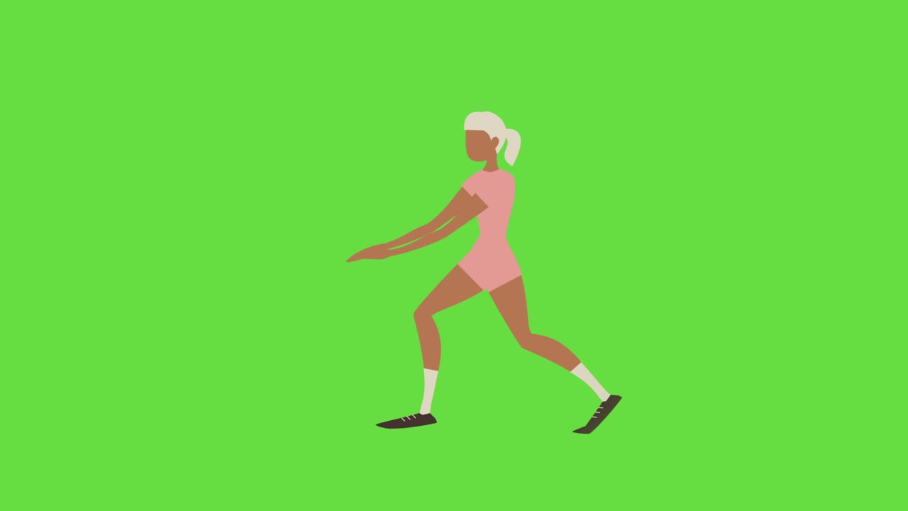 녹색 배경에 만화 볼리볼 플레이어 캐릭터의 4k 비디오.