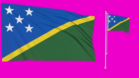 Greenscreen-Schwenkt-Die-Flagge-Oder-Den-Fahnenmast-Der-Salomonen