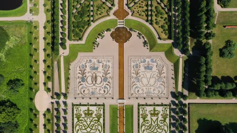 frederiksborg castle gardens - parterre of frederiksborg castle from above