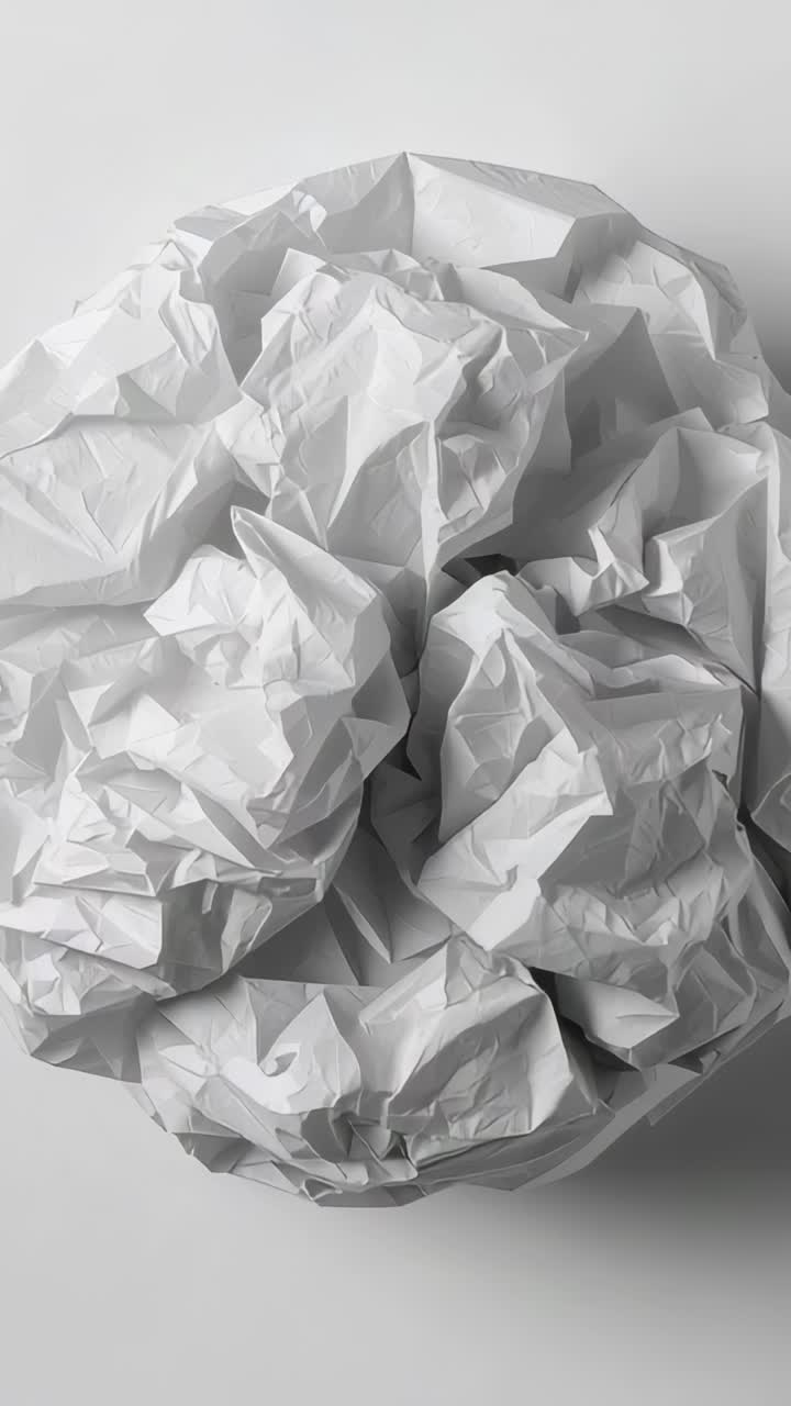 Vídeo vertical: câmera em movimento mostrando as dobras inferiores de um papel branco em uma bandeja iluminada, revelando a textura
