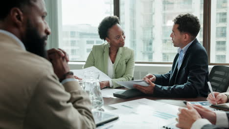 business meeting with diverse team in modern office