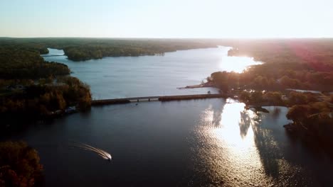 sunset aerial high rock lake nc, high rock lake north carolina