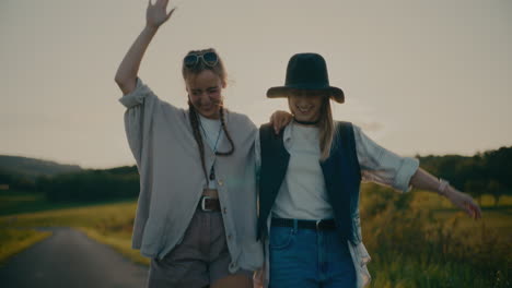 carefree female friends having fun during vacation