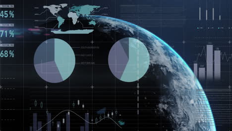 animación del procesamiento de datos financieros y estadísticas en todo el mundo