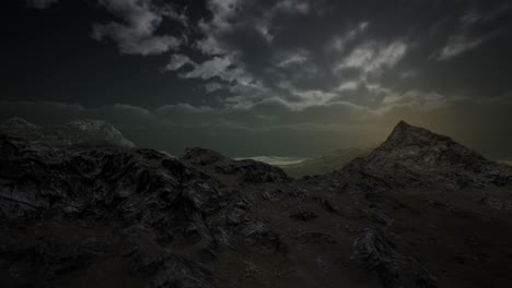 dramatic storm sky over rough mountains