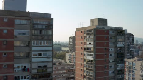 big apartment buildings, mamutica in zagreb, croatia - aerial drone shot