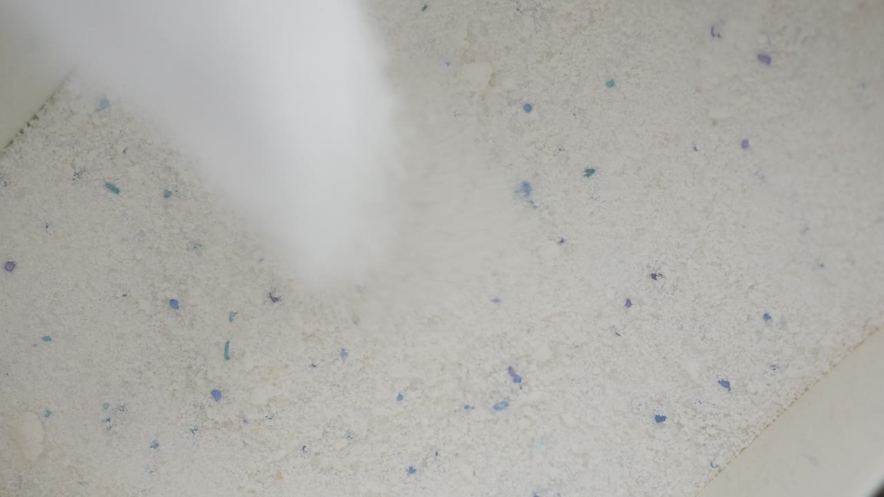 Pouring Laundry Detergent Powder