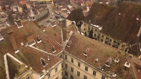 view of the fortress and surroudings of the city of sighisoara on winter time