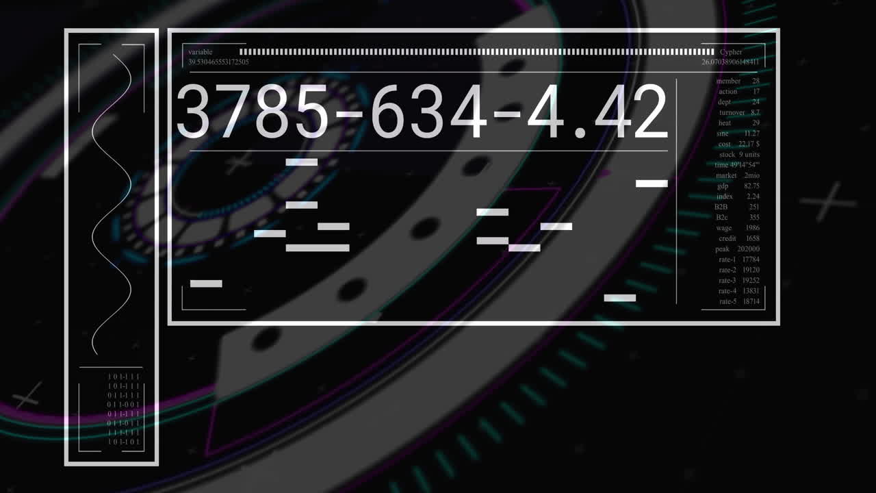 Futuristic dashboard being rendered over dark backdrop, showing outlined panels and rotating dials