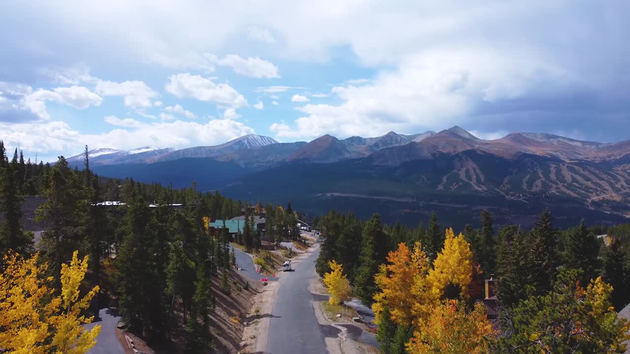 Drone view of Breckenridge in Fall