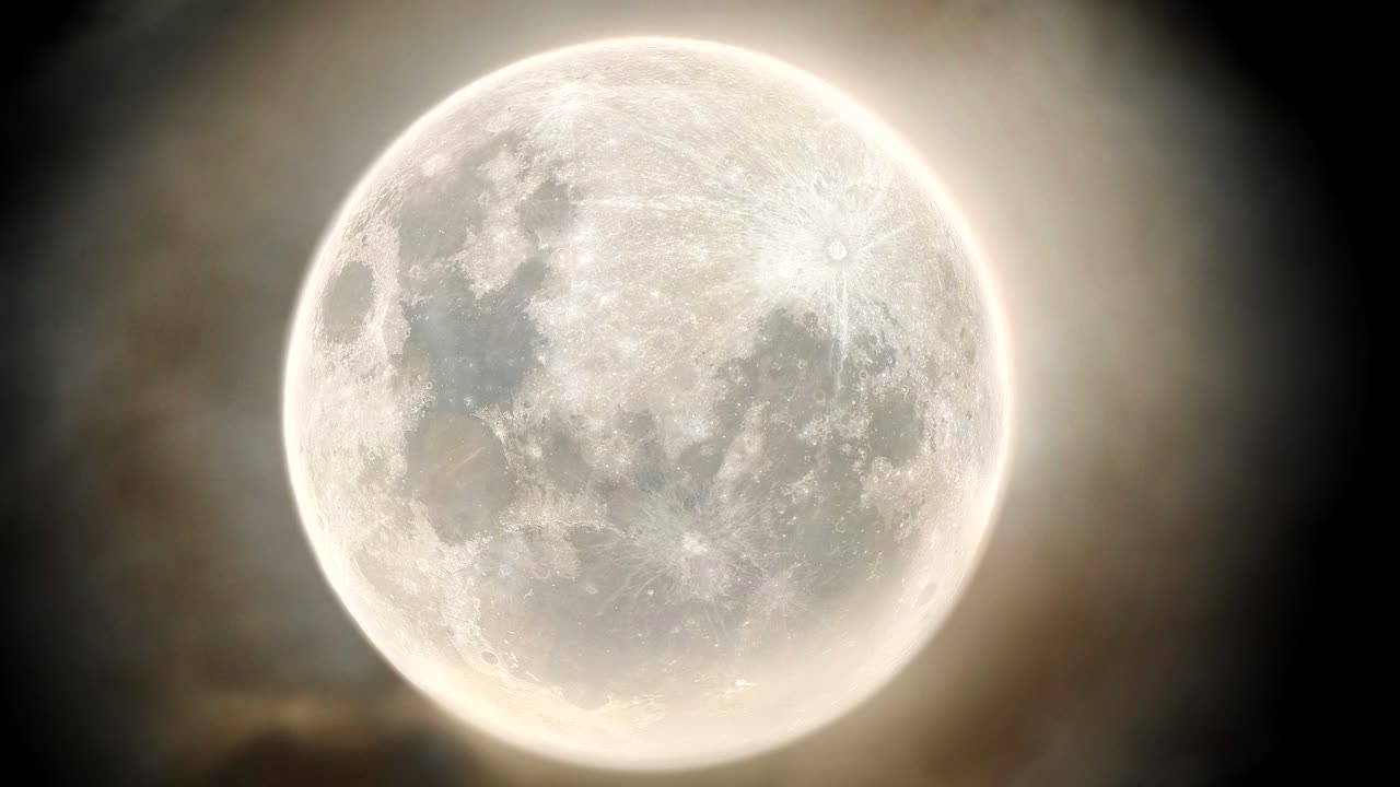 bellissima luna piena romantica in 4k in aumento, super chiara
