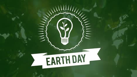 Animation-of-earth-day-text-over-lightbulb-and-leaves