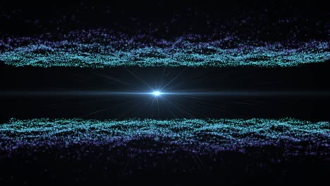 4k abstracto retro futurista partículas de paisaje tecnología loopable fondo con destello de la lente