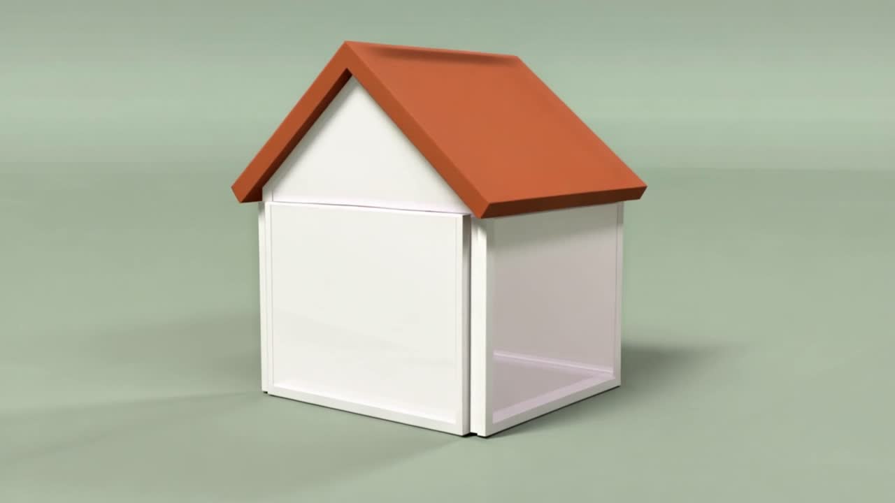 Construcción animada de una maqueta de casa sencilla