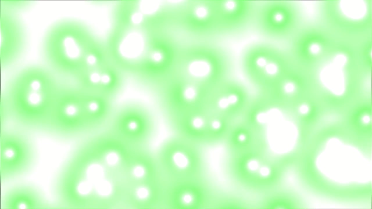 Abstrakte Animation mit leuchtend grünen mikroskopischen Partikeln, die über einen weißen Hintergrund schweben und nahtlose visuelle Effekte für Wissenschaft, Medizin und Biotechnologie erzeugen