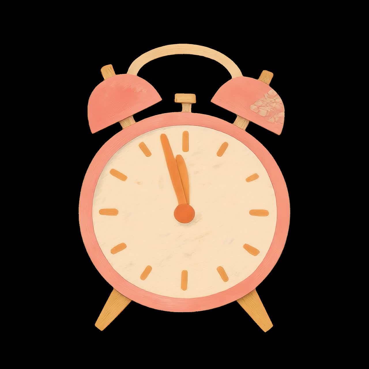 Vintage pastel alarm clock illustration animation isolated asset, transparent 4K video, alpha