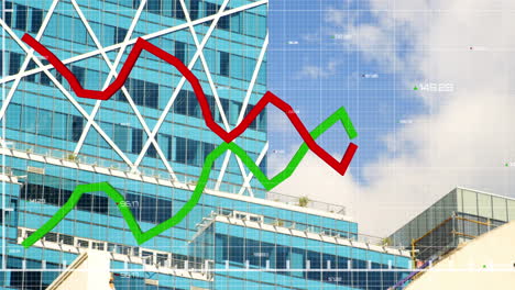 financial curves over building site.