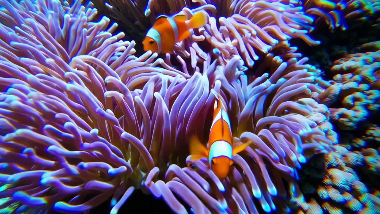 Pesce clown nell'anemone