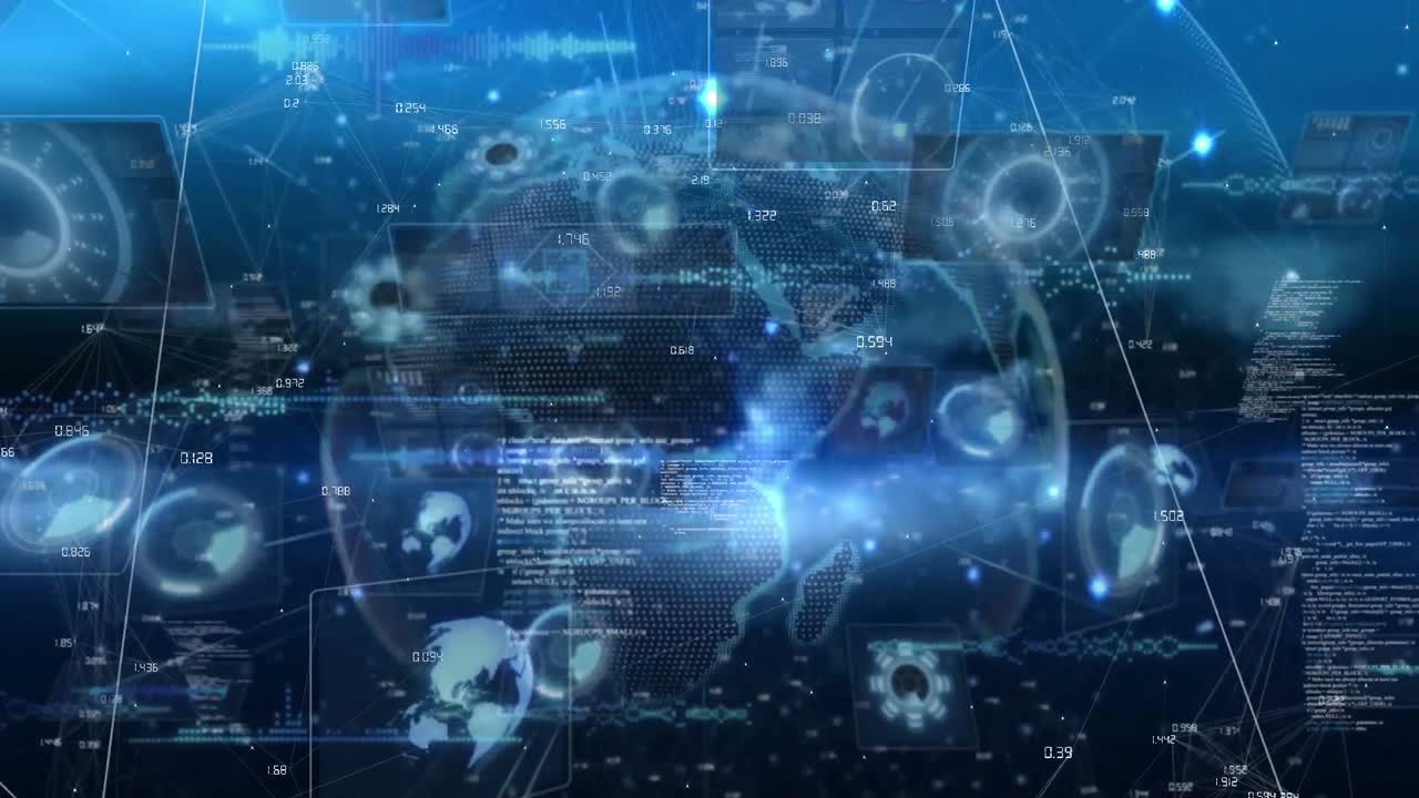 지구와 범위 스캐닝에 대한 데이터 처리 애니메이션