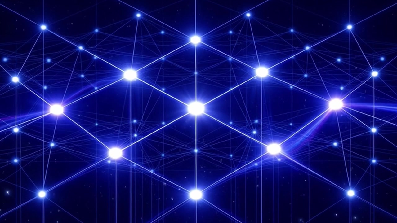 Abstract Digital Network Connection with Glowing Blue Nodes