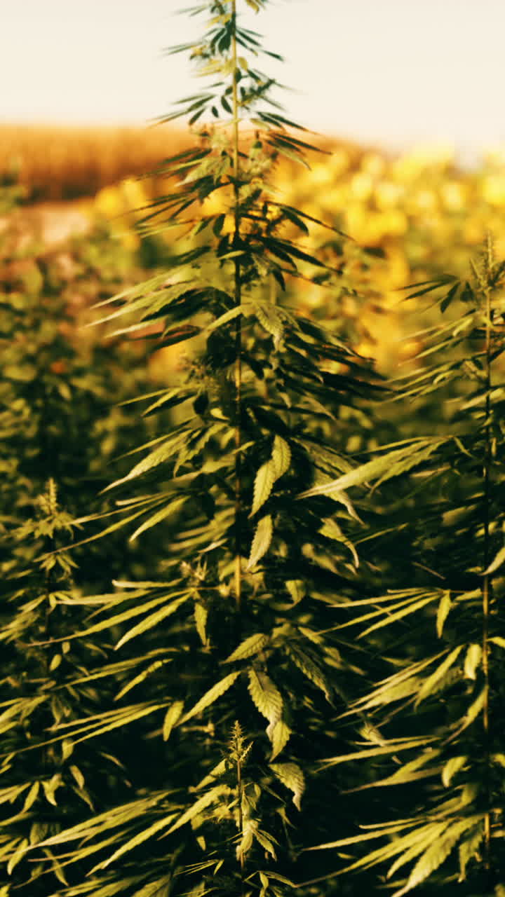 primer plano de las plantas de cáñamo en un campo