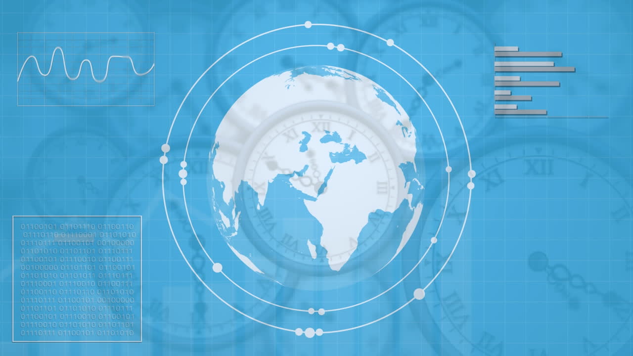 통계 및 데이터 처리의 애니메이션 및 세계 시계