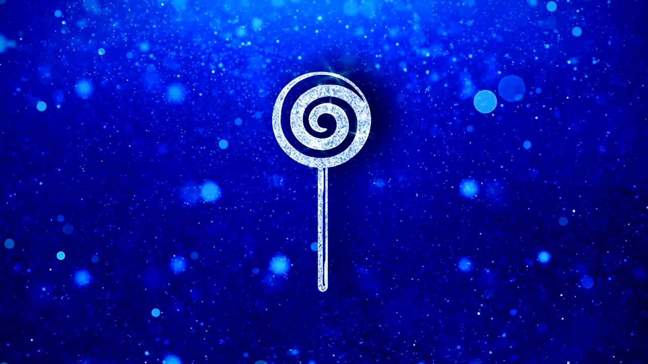 el icono del caramelo de piruleta parpadea con brillo y las partículas brillantes brillan.