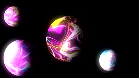 esfera con líneas brillantes brillantes en negro, fondo de renderización 3d, generación por computadora
