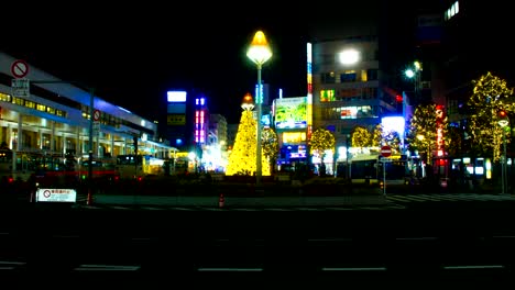 night lapse 4k near kichijouji station wide shot zoom out