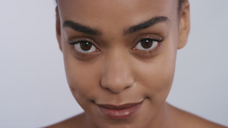 close up portrait beautiful young african american woman with smooth healthy skin complexion looking confident attractive sensual beauty on white background skincare concept