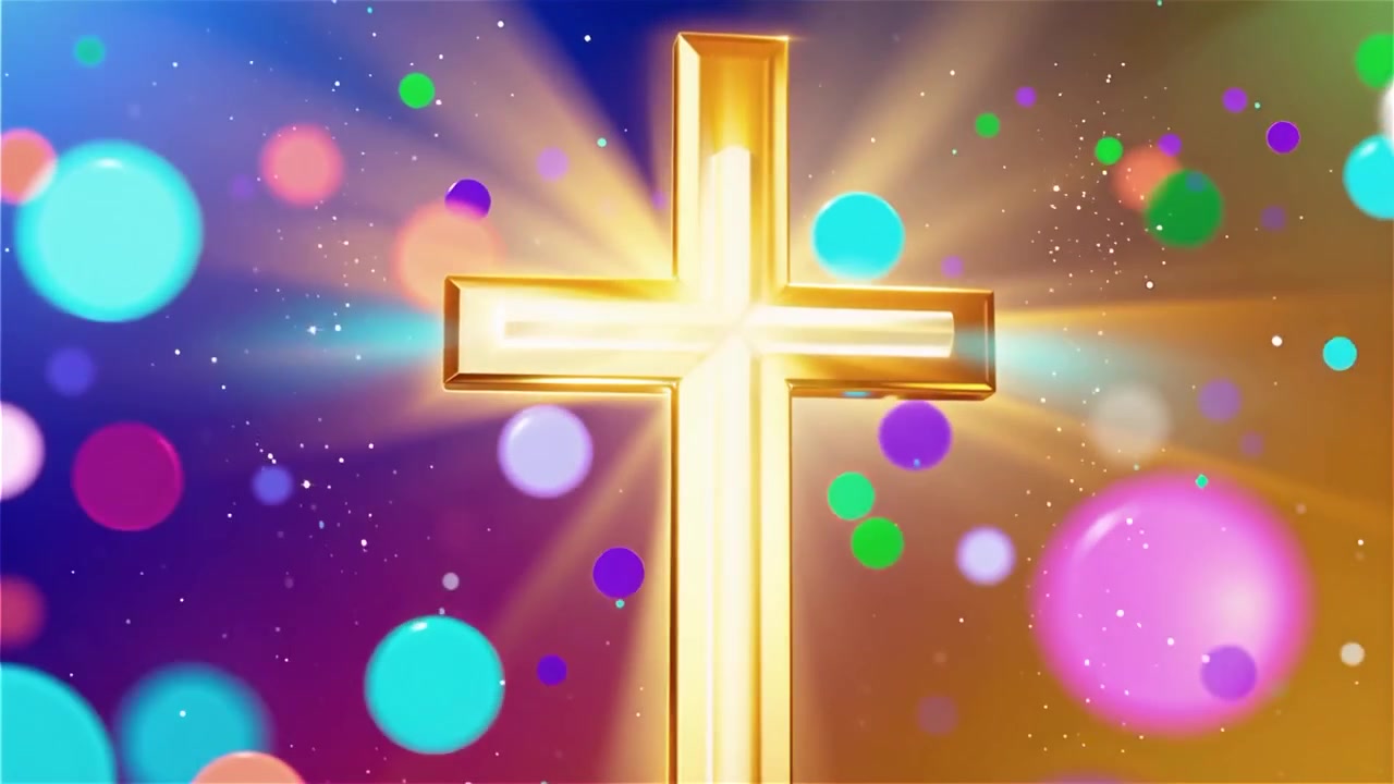 Christliches Kreuz, himmlisches Licht, Anbetungshintergrund.