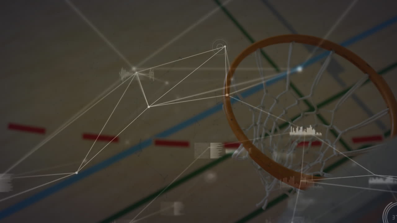 animación de la red de conexiones sobre el jugador de baloncesto