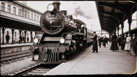 vintage steam train at a station