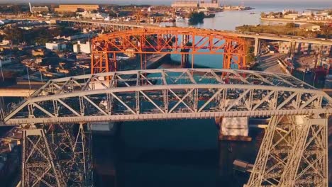 Flyover-Puente-De-La-Boca-,-In-Buenos-Aires-City,-Argentina