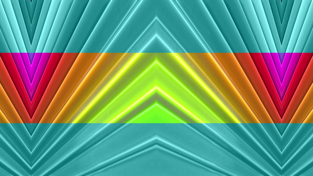 fondo brillante sin costuras en 3d abstracto en 4k con cintas de arco iris. rayas multicolores de arcoiris se mueven cíclicamente en geometría simple estilo creativo de dibujos animados. animación suave en bucle. 53