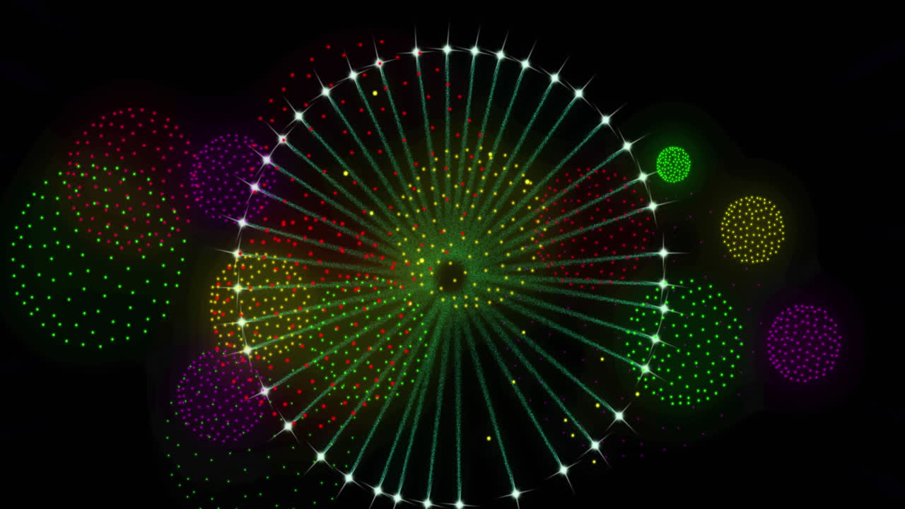 검은 바탕에 불꽃놀이의 애니메이션
