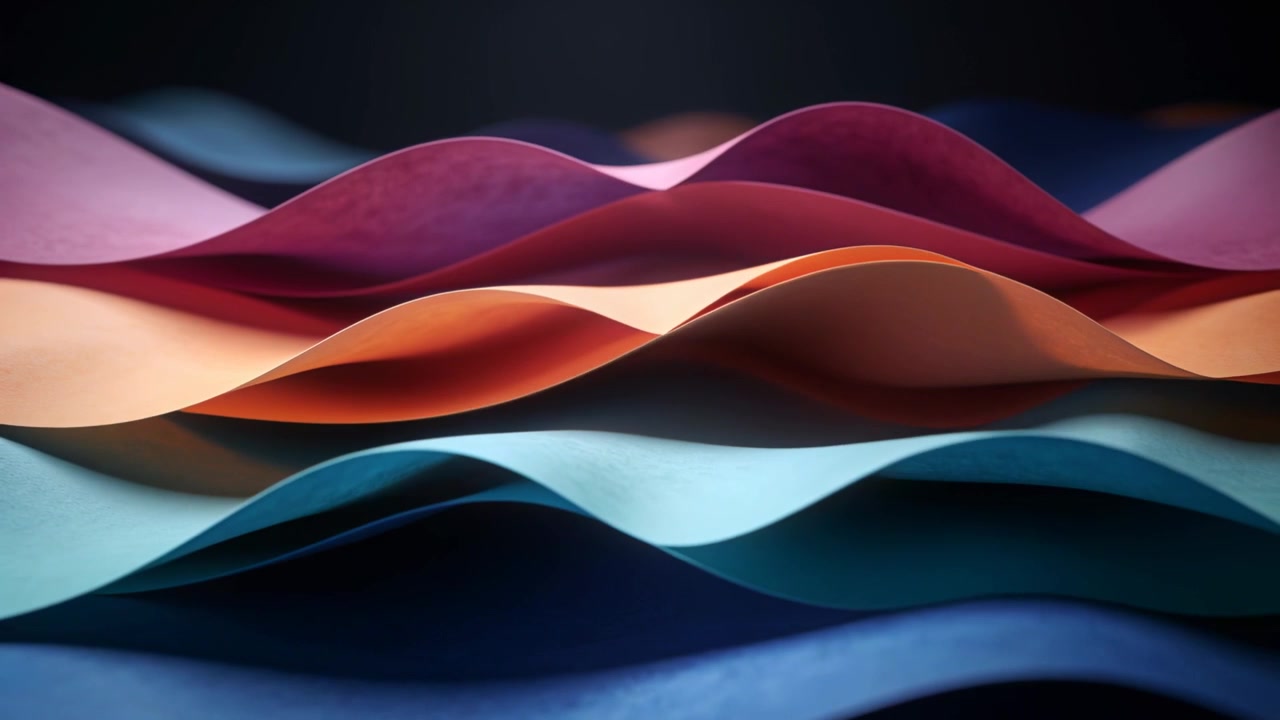 Shifting colored sheet layers lifting on studio table after lifts, revealing color shifts